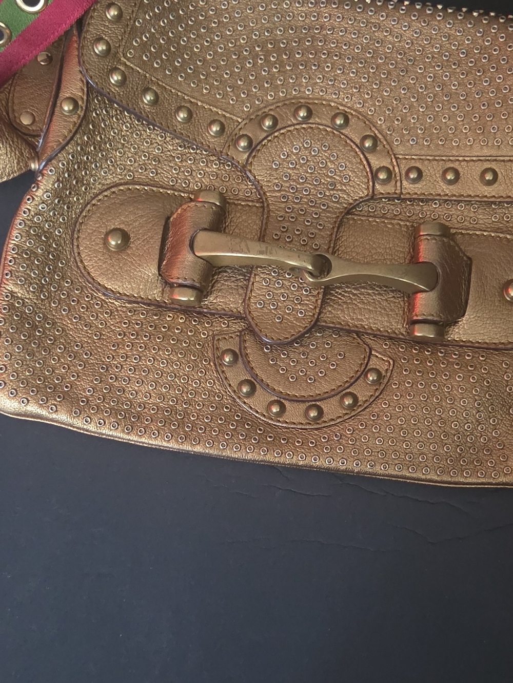 Gucci Bronze Metallic Studded Shoulder Bag